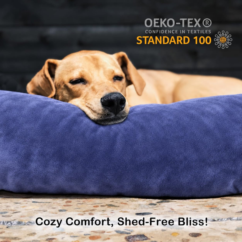 Waterproof Dog Bed Cover Replacement, Luxury Faux Fur Calming Pet Bed Cover with Fitted Sheet Design, Anti-Slip Bottom &