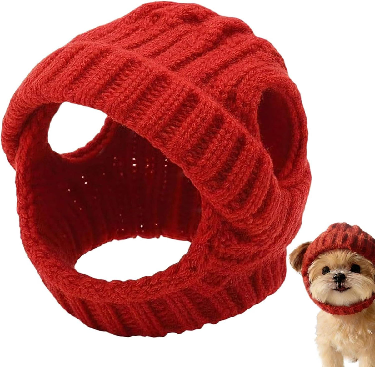 Knitted Winter Hats for Small Dogs, Dog Winter Hat with Ear Holes