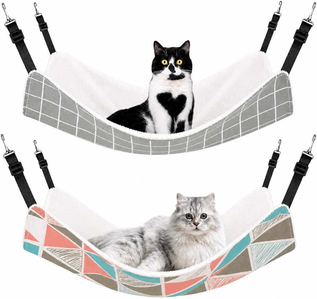 Jetec 2 Pack Cat Hammock for Cage, Leopard and Dot, M