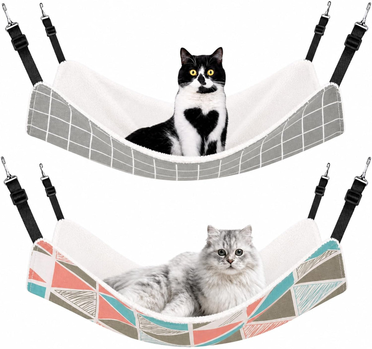 Jetec 2 Pack Cat Hammock for Cage, Leopard and Dot, M