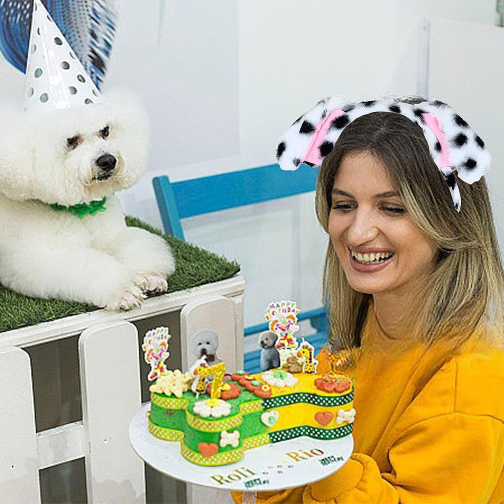HIWIND Dalmatian Ears Headband Dog Ears Headband for Women Costume Hair Accessories for Halloween Party Cosplay (Dalmati