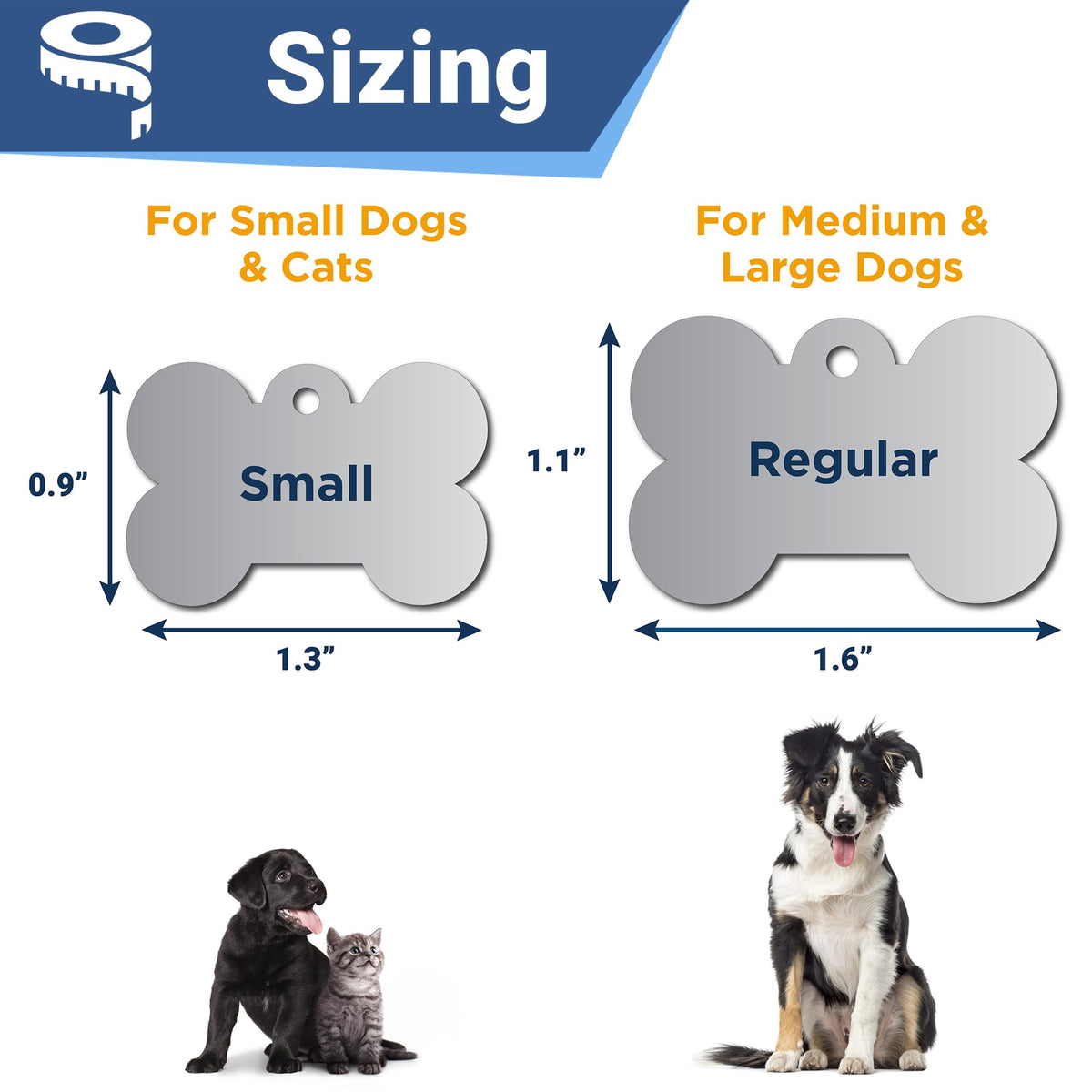 GoTags Stainless Steel Pet ID Tags, Personalized Dog Tags and Cat Tags