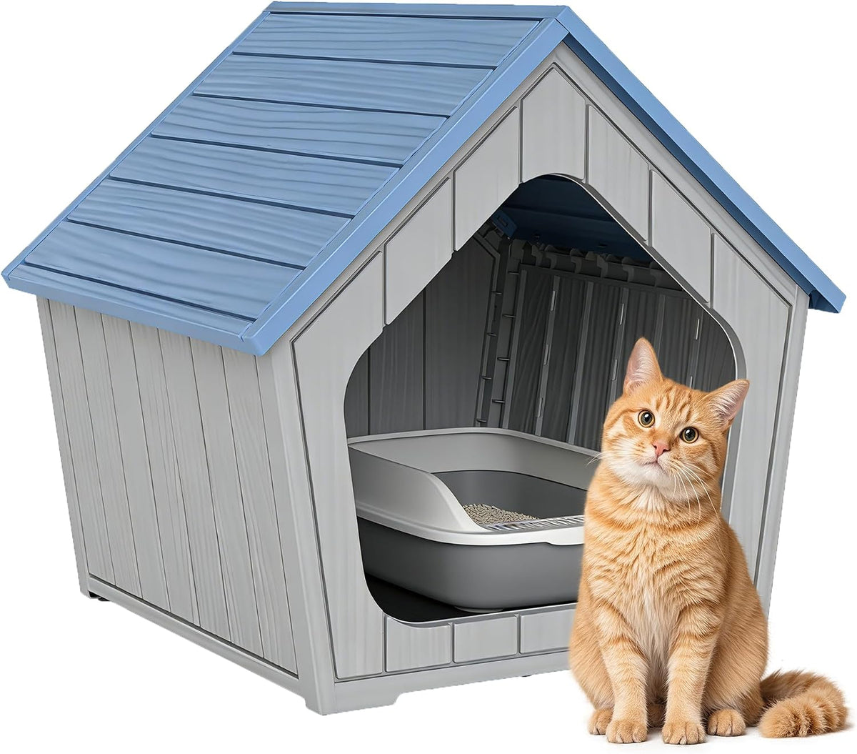 Cat Litter Box Enclosure, Feral Outdoor Cat Enclosure Weatherproof for Winter Outside, Cat Litter Box Furniture Fit Litt
