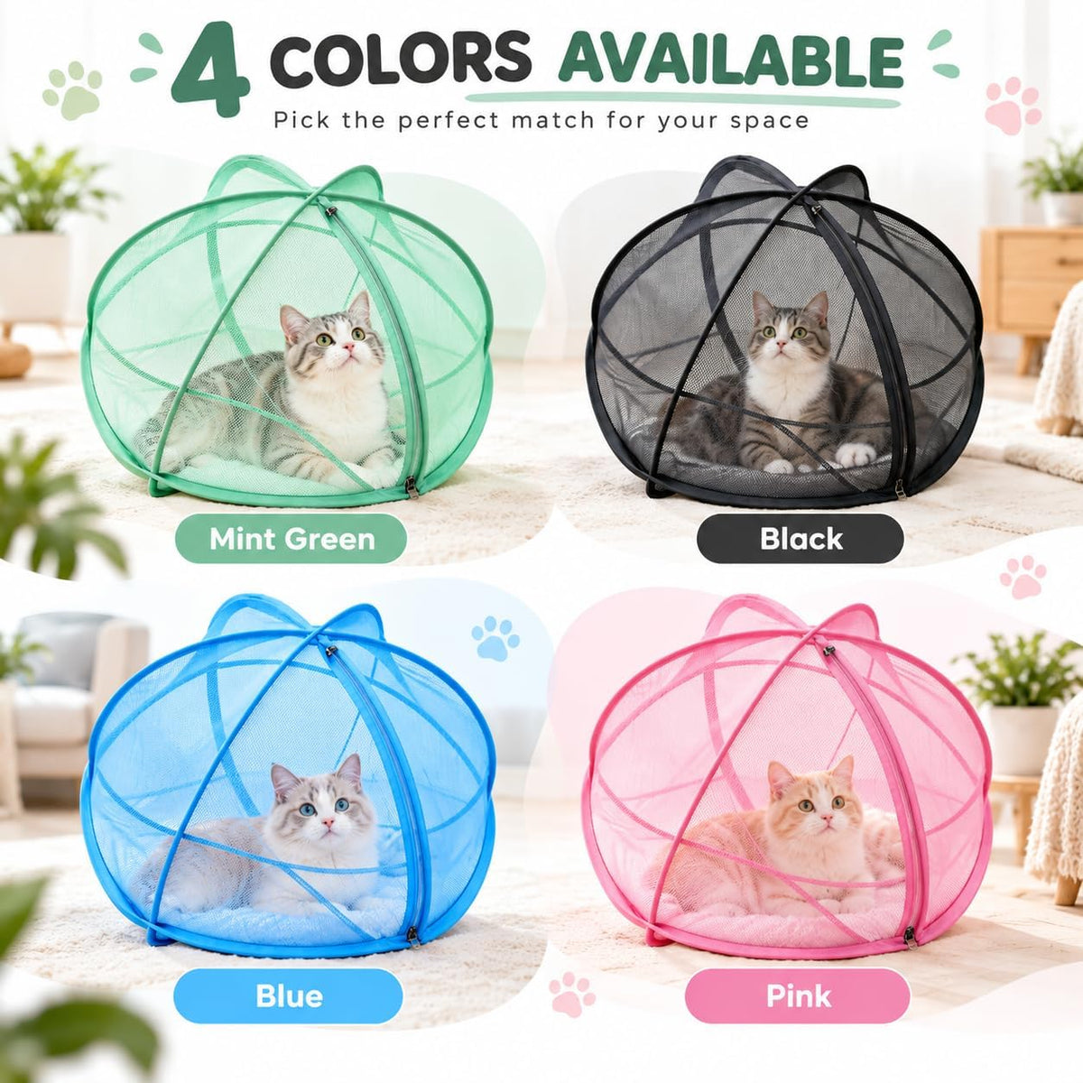 27.6 In Rolling Cat Playpen, Panoramic Cat Hamster Mesh Ball for Outside