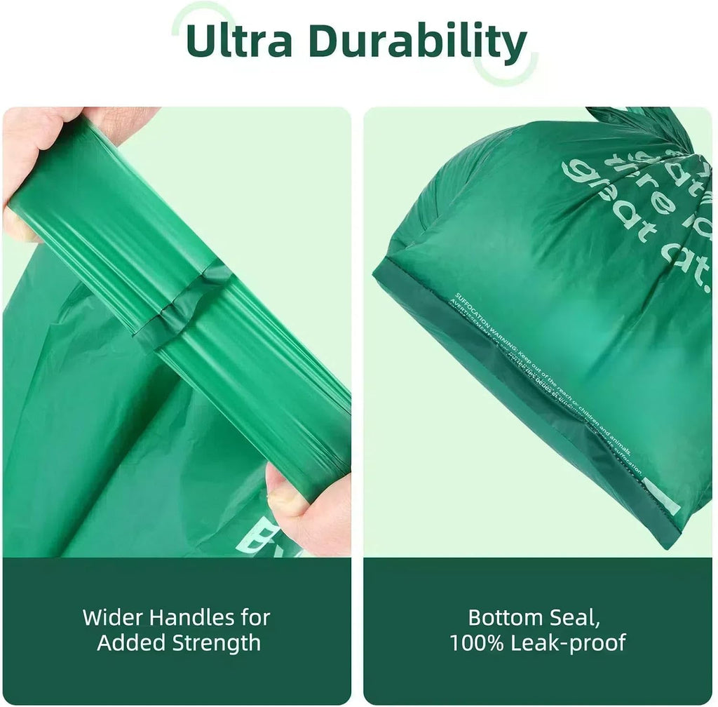 125 Count Cat Poop Bags with Handles, Disposable Litter Bags for Pet Poop, Extra-Thick Kitty Cat Waste Bags Easy Tie Lea