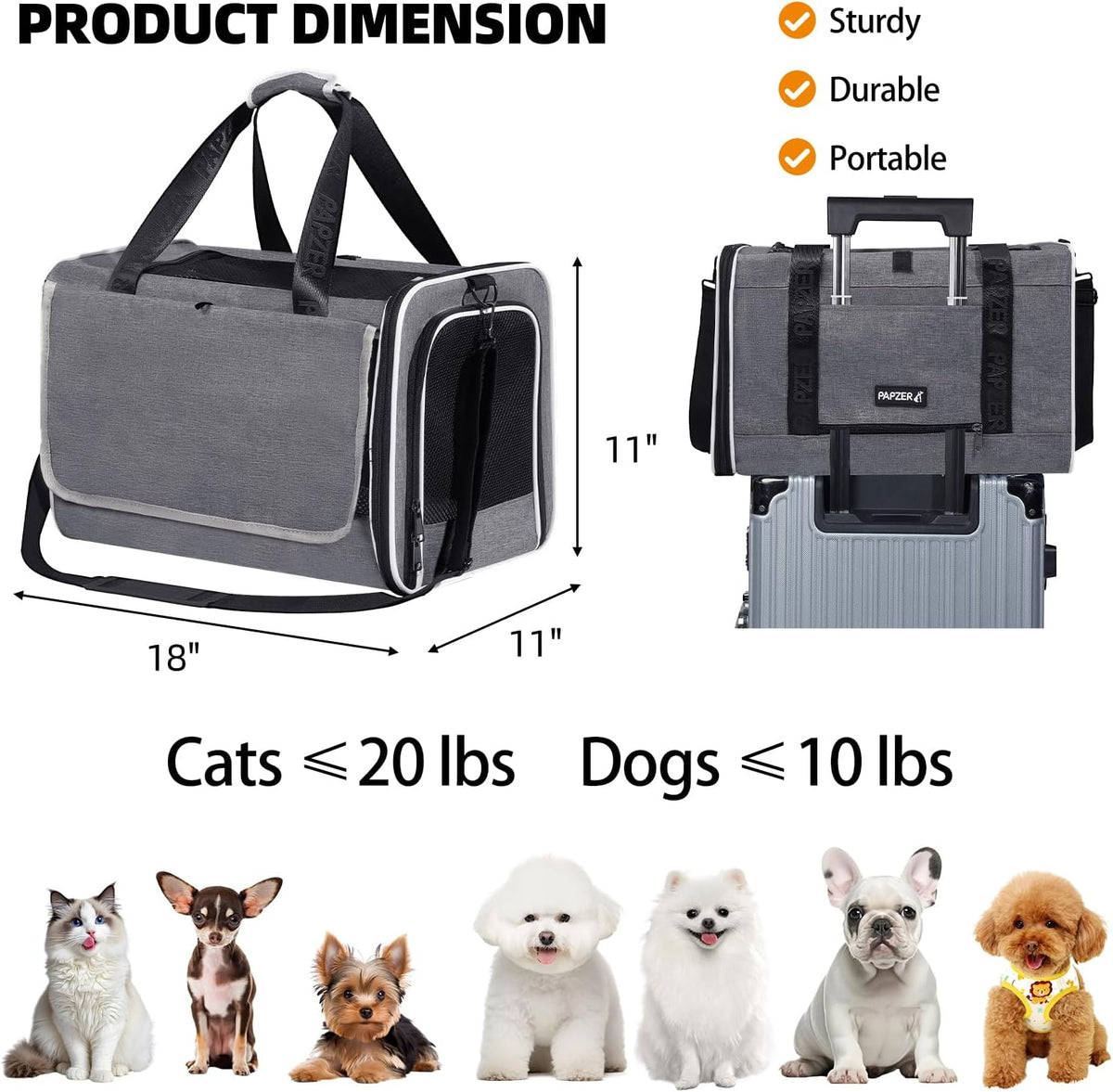 Cat Carrier for Travel, Soft-Sided, Top Loading, Privacy Curtain, to 20 lbs