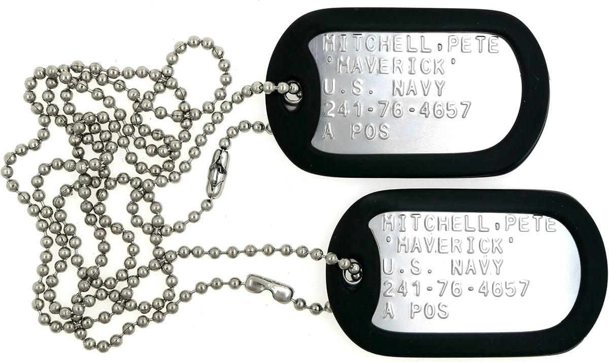 MAVERICK Stainless Steel Military Dog Tag Set Halloween Costume Prop