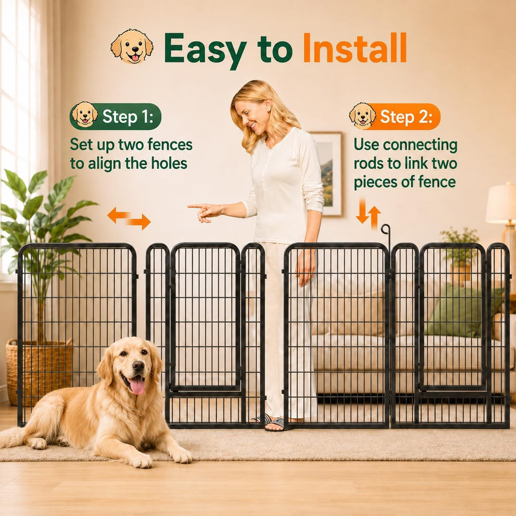 Yaheetech Dog Playpen 40in 8 Panels Portable Fence for Indoor Yard Camping