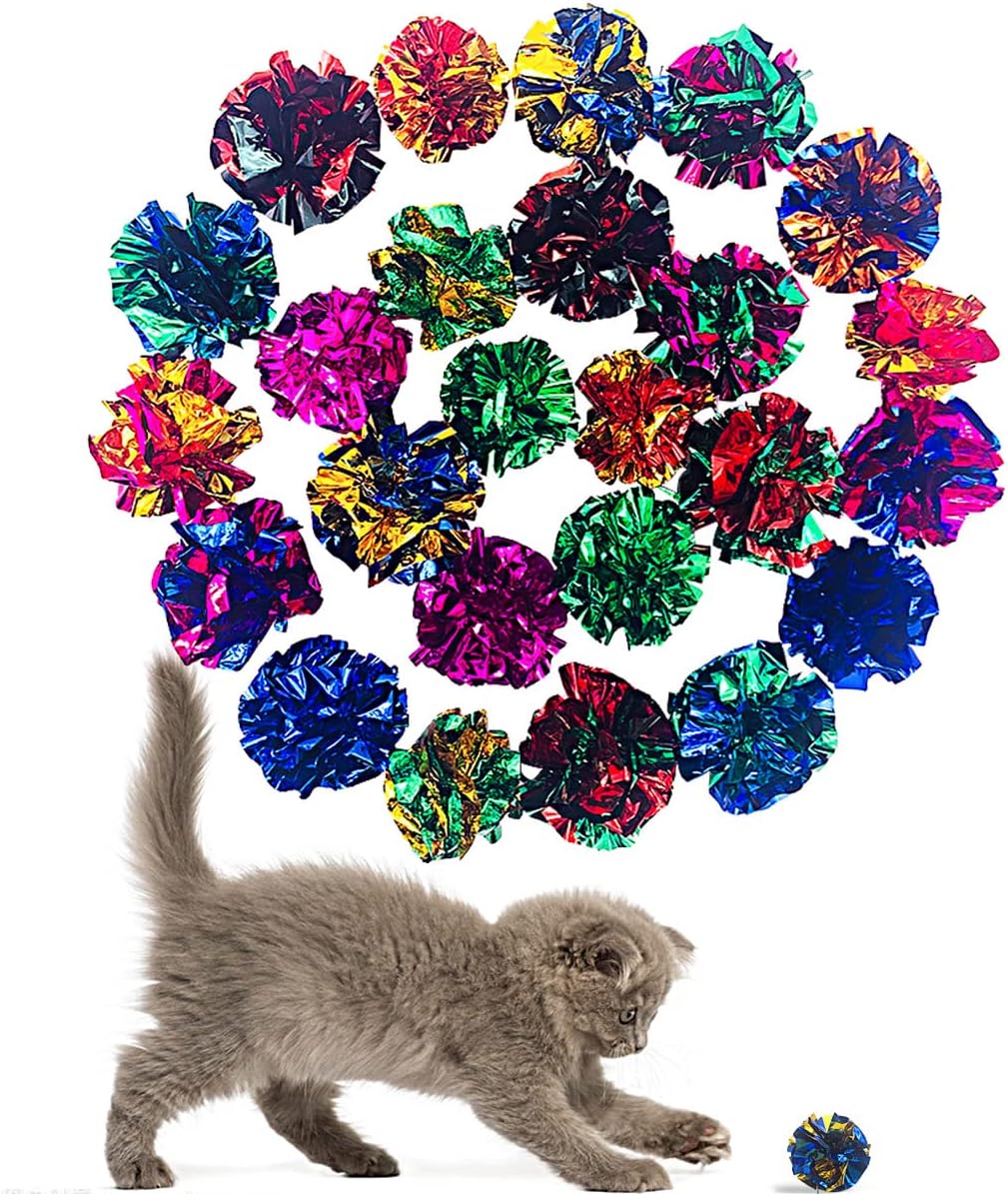 PET SHOW 20 Pack Cat Toy Crinkle Balls 2.5inch for Indoor Cats Kittens