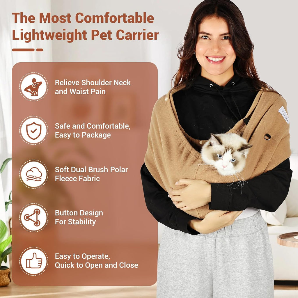 Cat Sling Carrier, Hands-Free Pet Sling for Small Dogs & Cats