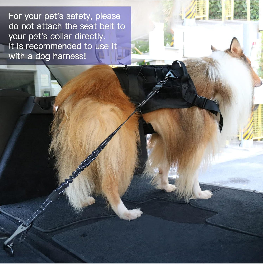 AUBELL Dog Seat Belt for Car,Updated 3-in-1 Bungee Dog Car Harness,Black