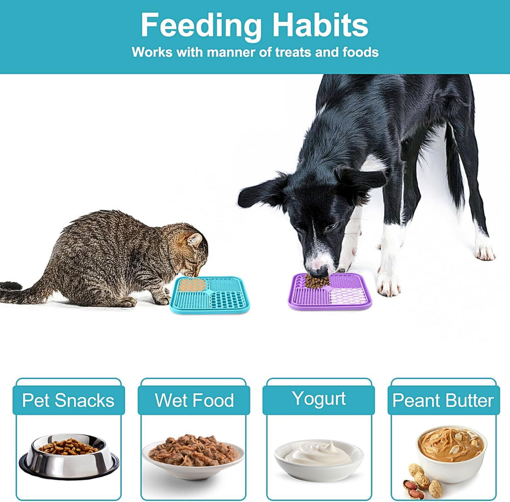 2PCS Licking Mat for Dogs with Suction Cups, Premium Lick Pad for Anxiety Relief, Slow Feeder Dog Bowls, Perfect for Bat