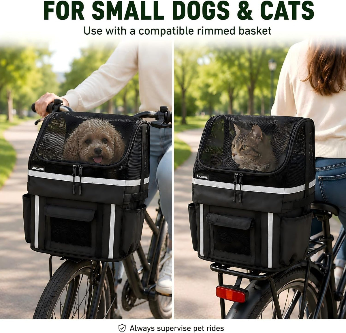 Dog Bike Basket Cover, Drawstring Mesh Pet Safety Cover, Breathable