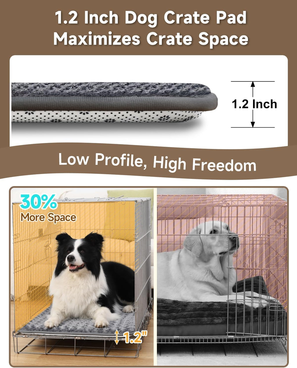 Dog Bed for Crate Pad, High Resilience Foam Crate Mat Bed, 35x22, Dark Grey