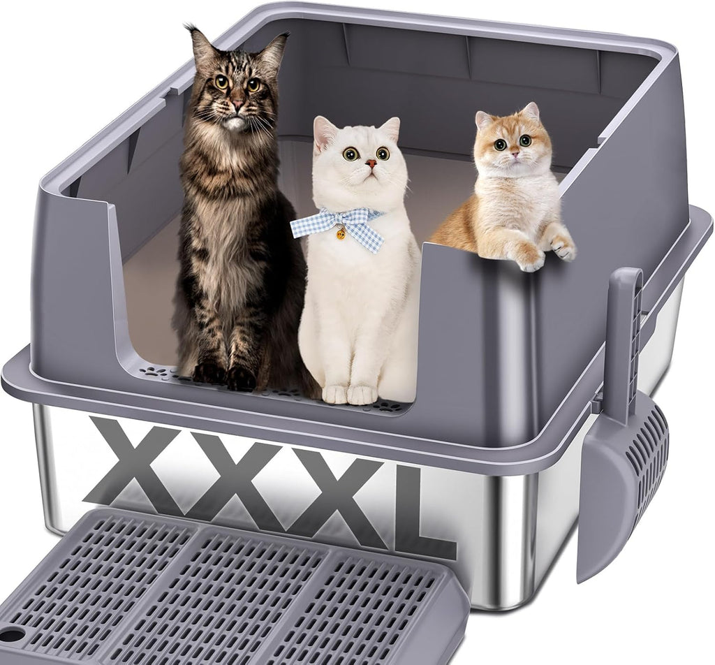 Stainless Steel Litter Box, 28" L*20" W*12" H XXL Extra Large Litter Boxes