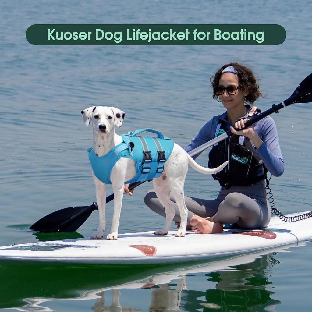 Kuoser Dog Life Jacket, High Flotation Dog Life Vest for Swimming Boating
