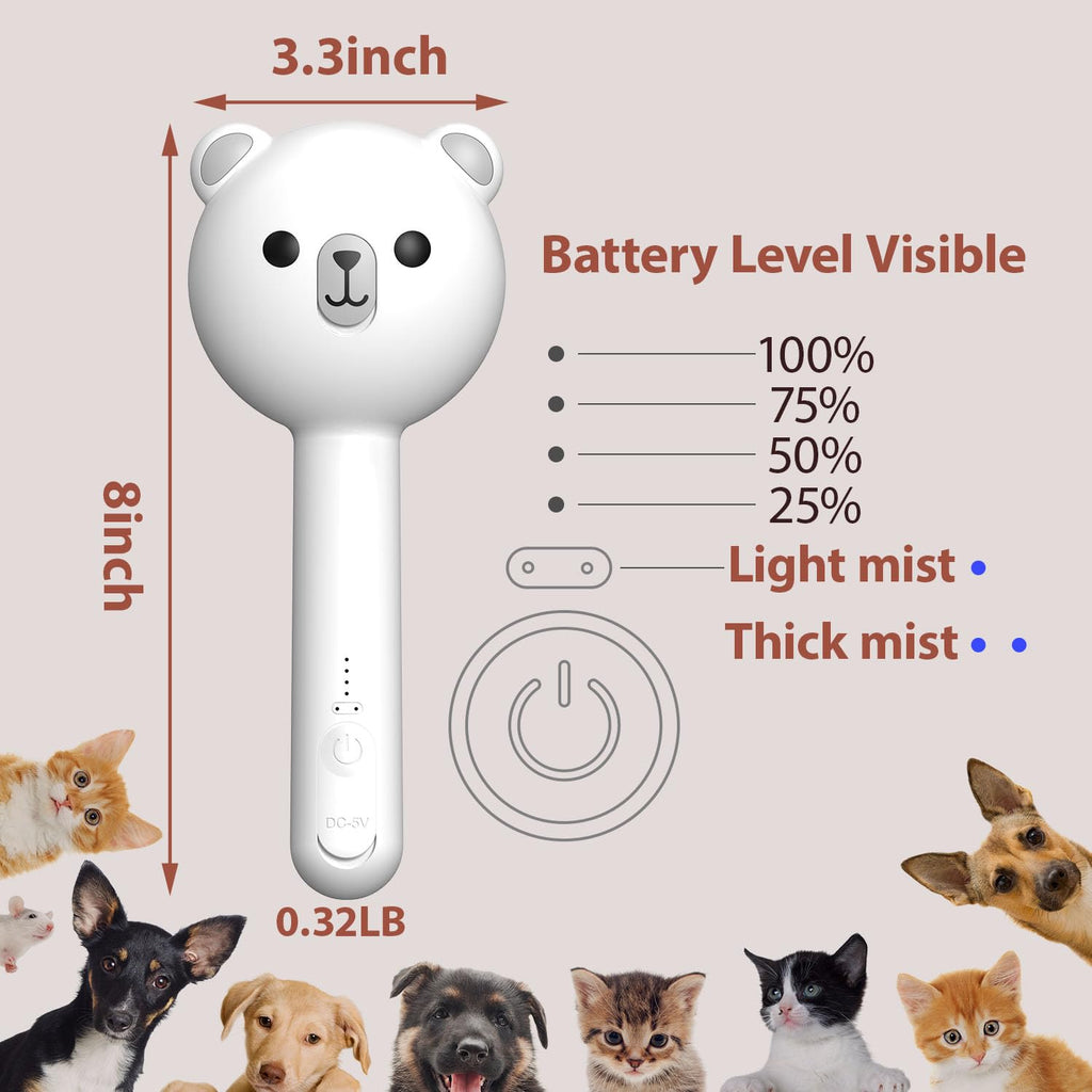 Cat Steam Brush with 2 Spray Levels & Release Button 4-in-1 Cat Water Brush