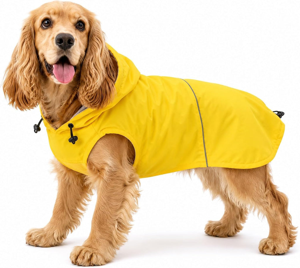 Morezi Dog Raincoat, Waterproof Dog Rain Jacket with Hood & Reflective Rim