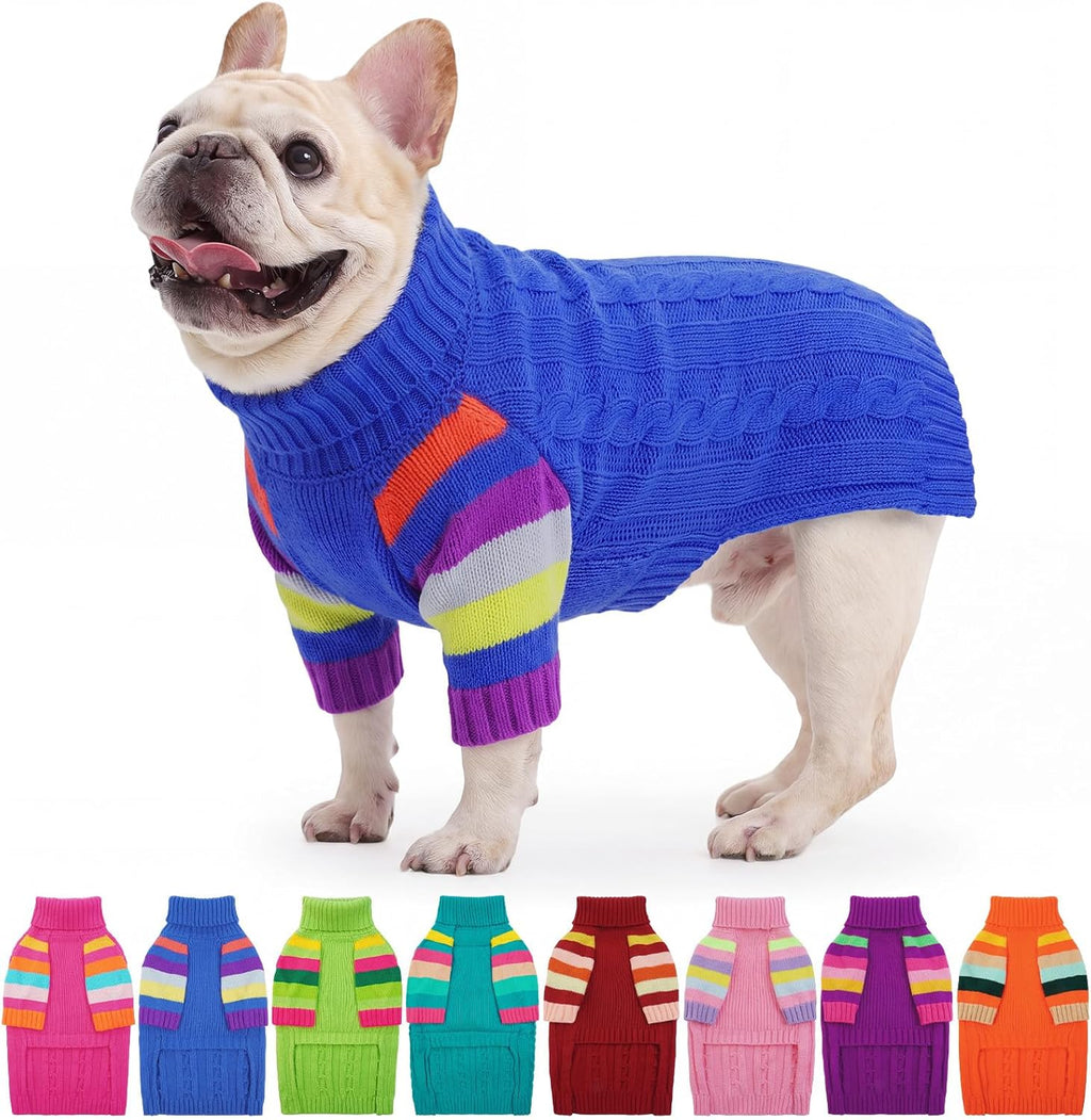 Small Dog Sweater, Turtleneck Pullover With Sleeves, Green S