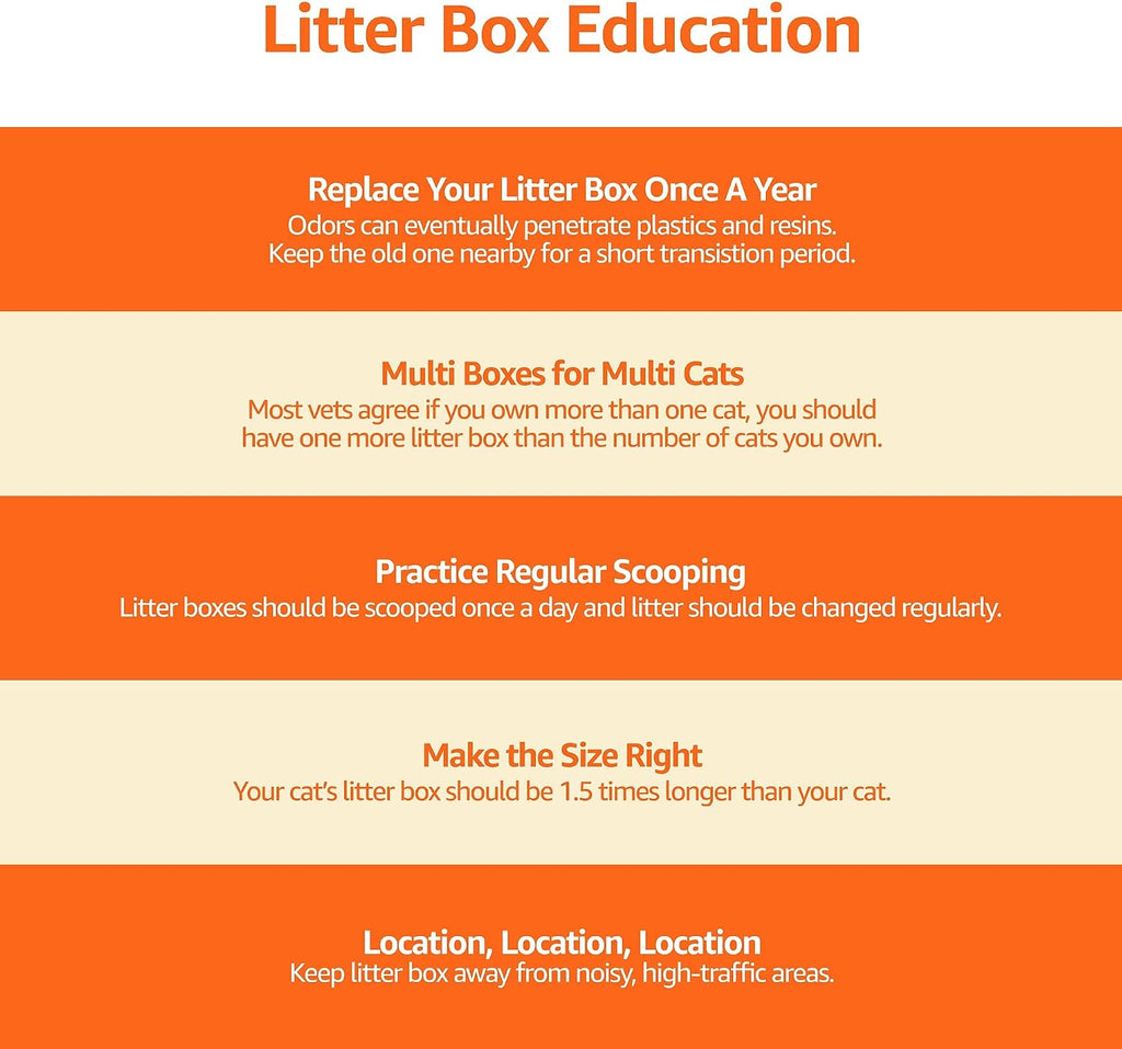 Amazon Basics Large Cat Litter Box with High Sides, Open Top for Easy Access, Includes Scoop with Storage, 19" x 15" x 1