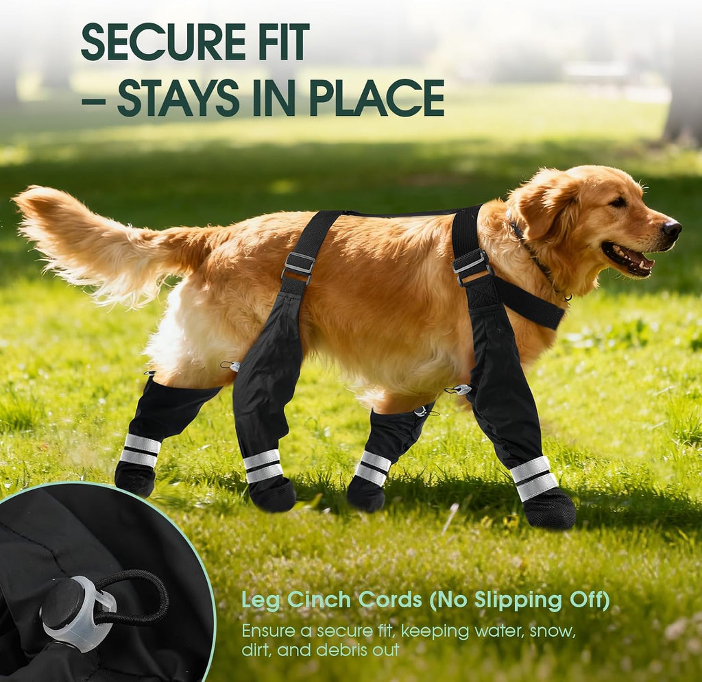 Waterproof Dog Suspender Boots, Dog Boots with Suspenders That Stay On, M