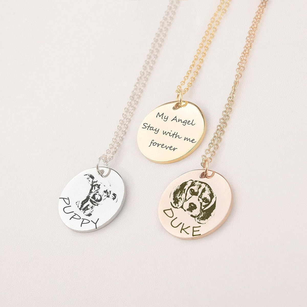 Anavia Customized Pet Portrait & Name Necklace, Personalized Pet Gifts Photo Engraved Necklace, Pet Memorial Jewelry Gif