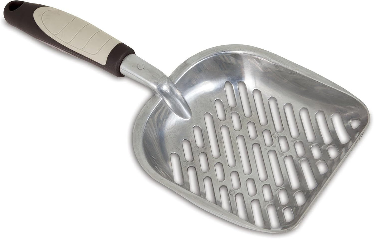 Petmate Metal Cat/Kitty Litter Scoop, Deep Shovel, Premium Non-Stick Large Scooper with Non-Slip Handle & Curved Design 