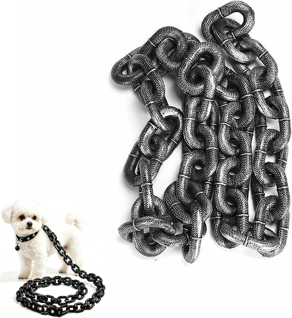 Fake Big Chain Dog Leash for Small Dogs & Cats, 75 Inch，Grey