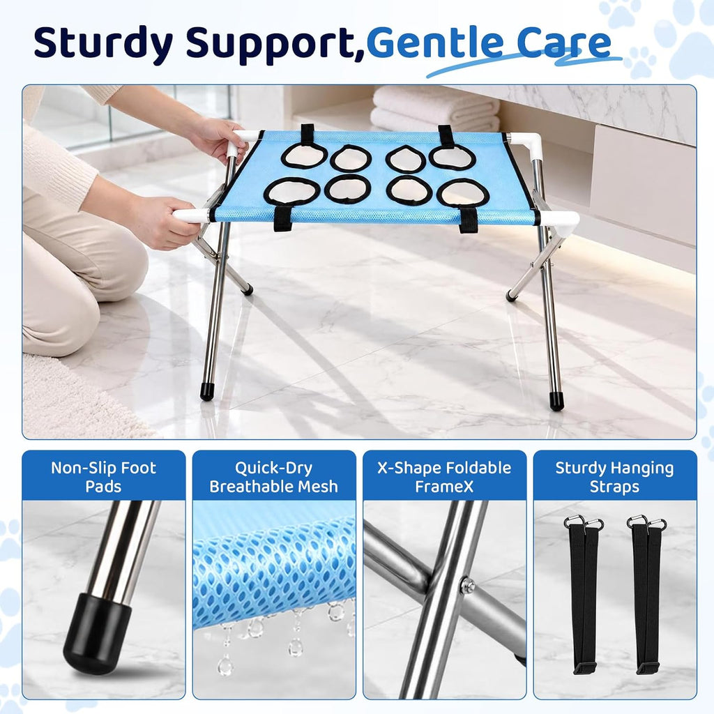 Pet Grooming Hammock Stand, Foldable Dog Bath Holder Sling Shower Table