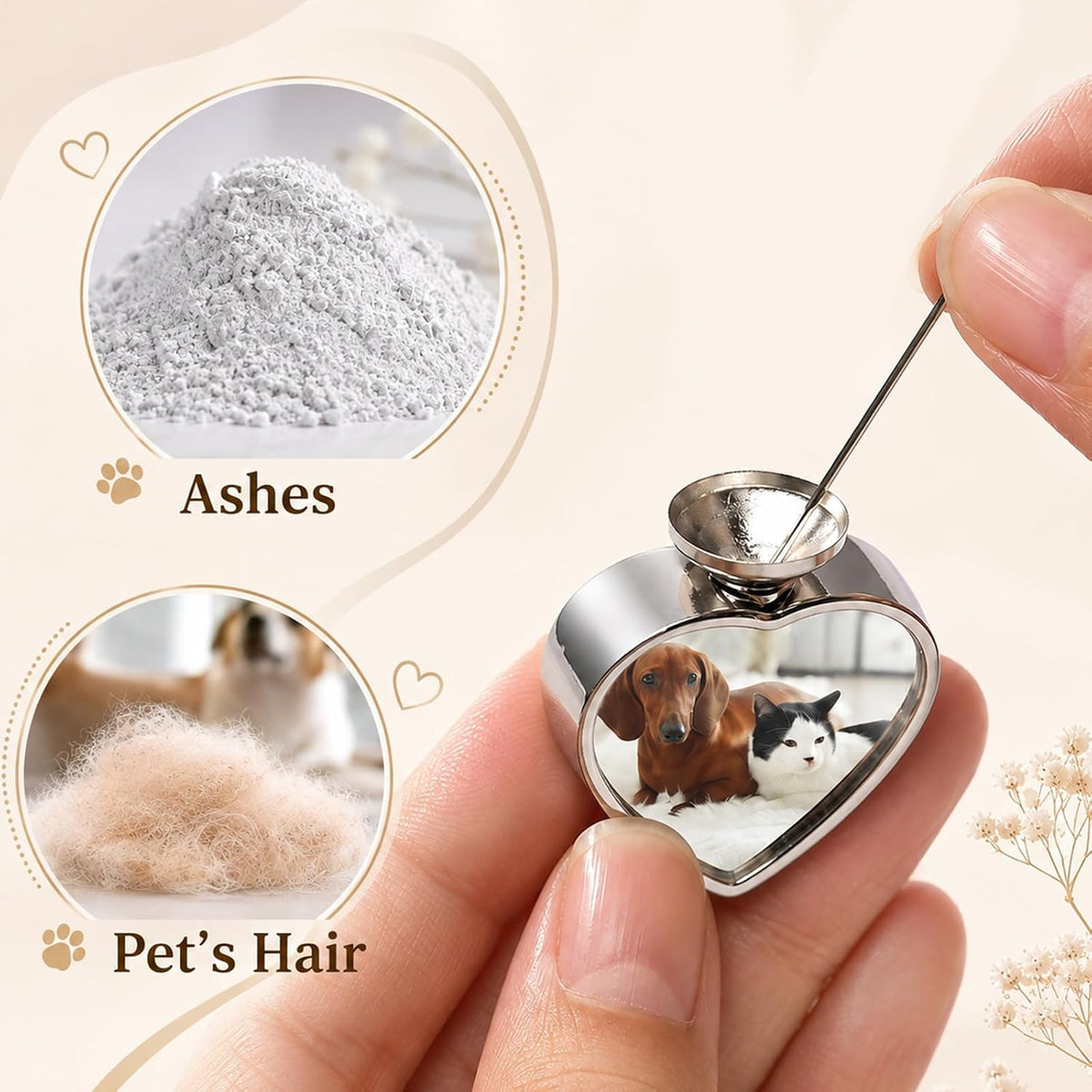 HJX Personalized Pet Ashes Necklace with Photo Text for Pet Lovers