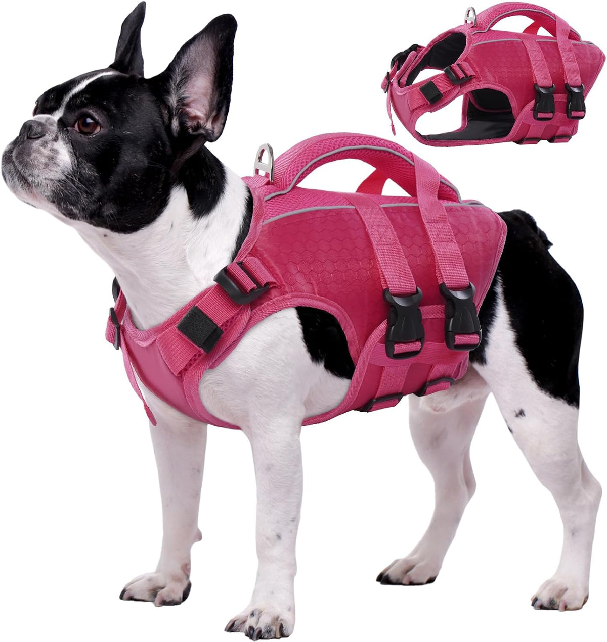 Kuoser Dog Life Jacket, High Flotation Reflective Dog Life Vest, Orange, L