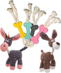6-Piece Dog Toys Set, 4 Bone-Shaped Rope & Cloth Toys, 2 Donkey-Style Toys, Interactive Chew & Tug Toys for Puppies and 