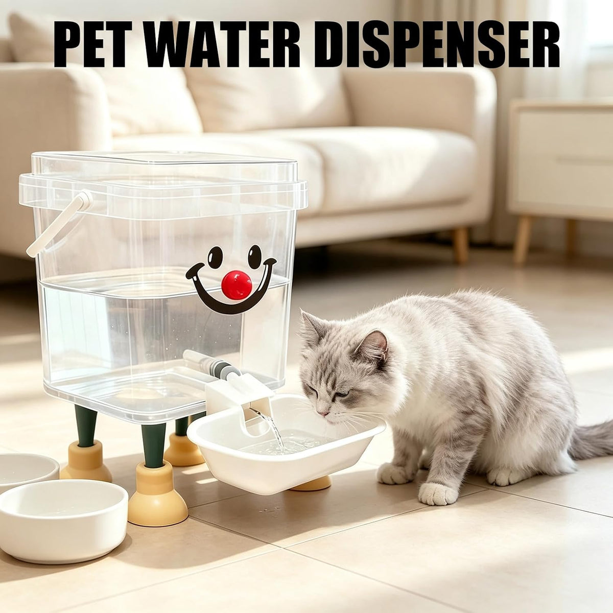 Cats Water Feeder Clear Reservoir Portable No Plug Bowl 3L 5L