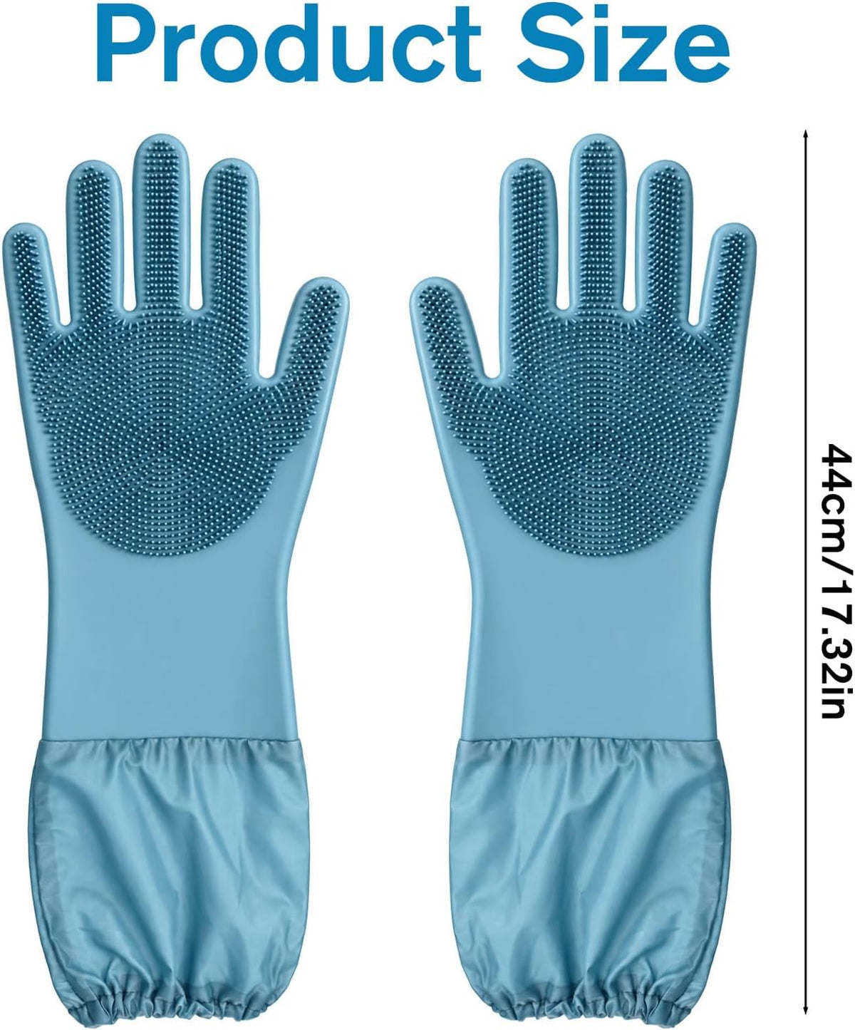 Pet Grooming Gloves 17.3 Inch Extra Long Dog Washing Gloves, Blue