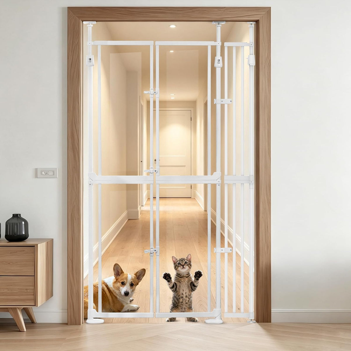 74.80-98.43" Extra Tall Cat Gate for Doorway 20.8-38" Clear Gate