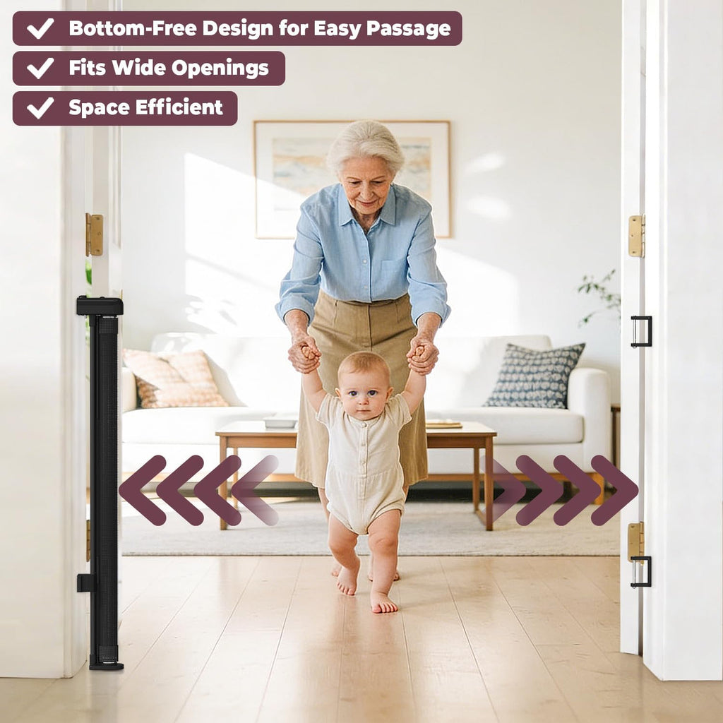 Retractable Baby Gates for Doorway, 58" Wide Mesh Dog Gate for Stair