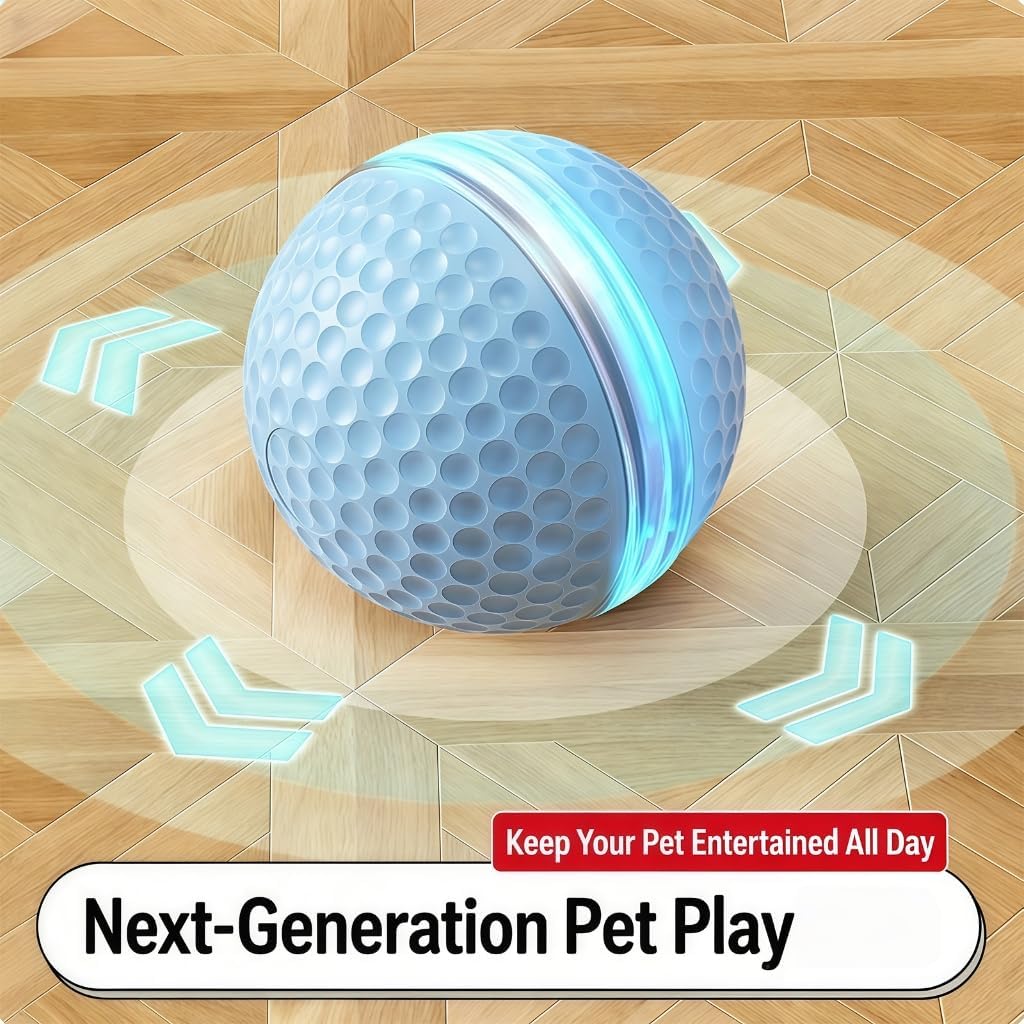 Lightup Cats Toy Ball Automatic Rolling Ball ChewProof Design Pet Teaser Toy