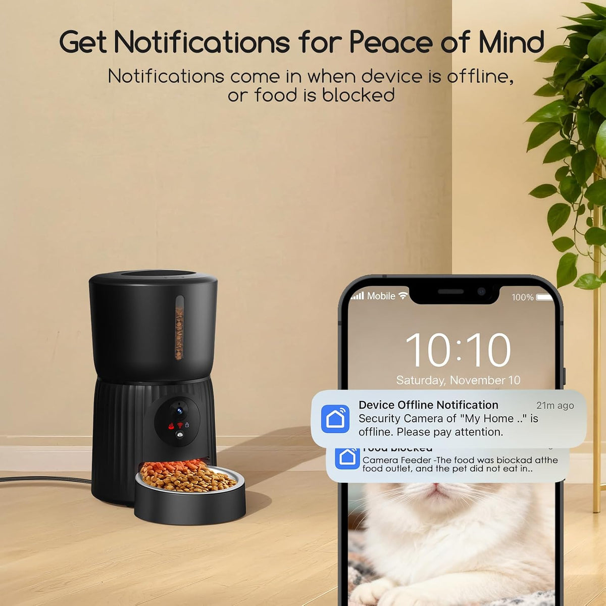 Faroro Automatic Cat Feeder with Camera, 1080P HD Video with Night Vision, 5G WiFi Automatic Dog Feeder with APP Control