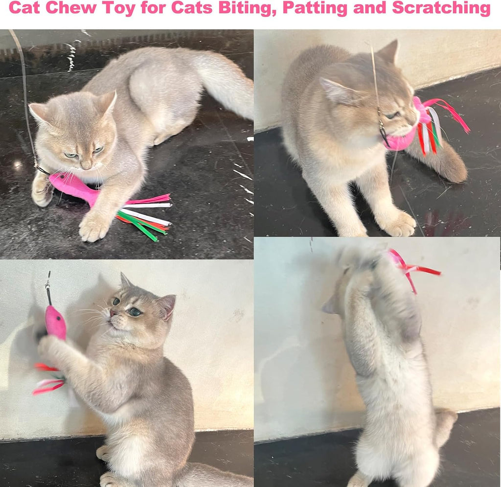 Catnip Toys, 5PCS Soft Plush Pink Fish Cat Toy Chew Kitten Toys