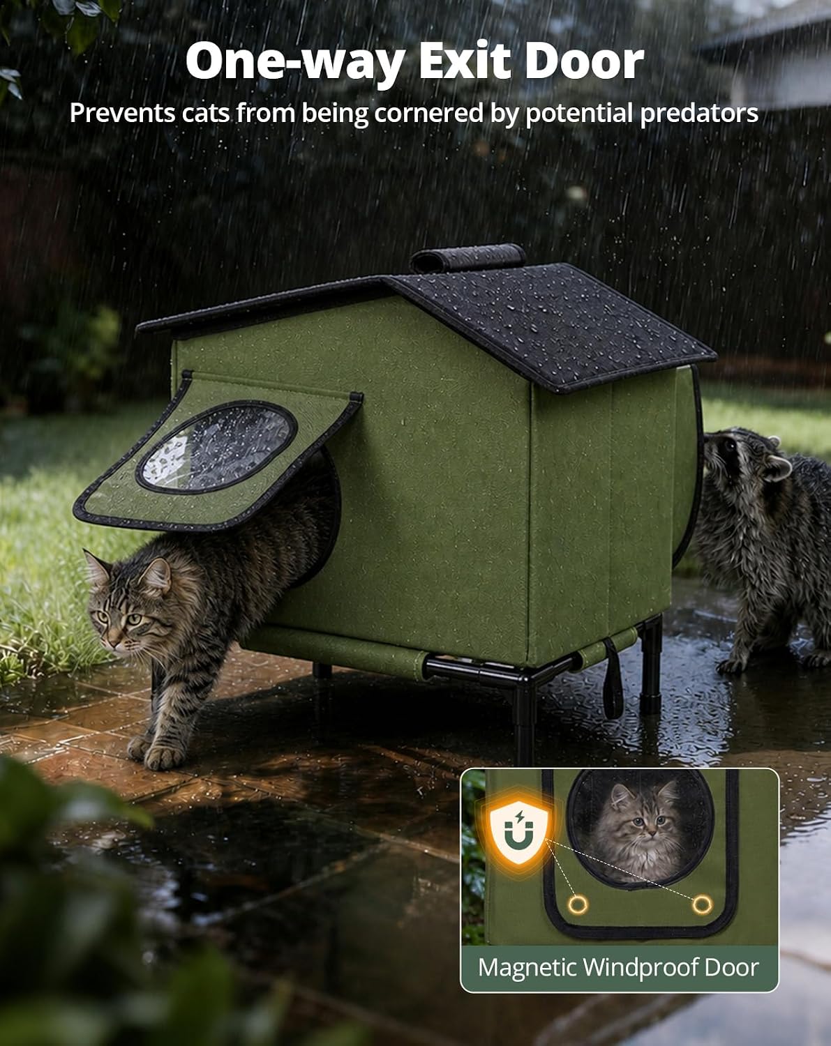Heated Cat House for Outside Weatherproof in Winter, 16"x12"