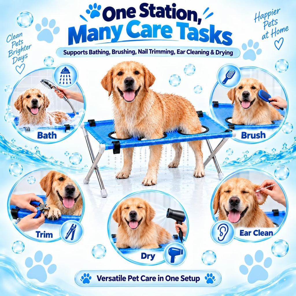 Dog Grooming Hammock with Foldable Stand for Bathing and Showering Pets