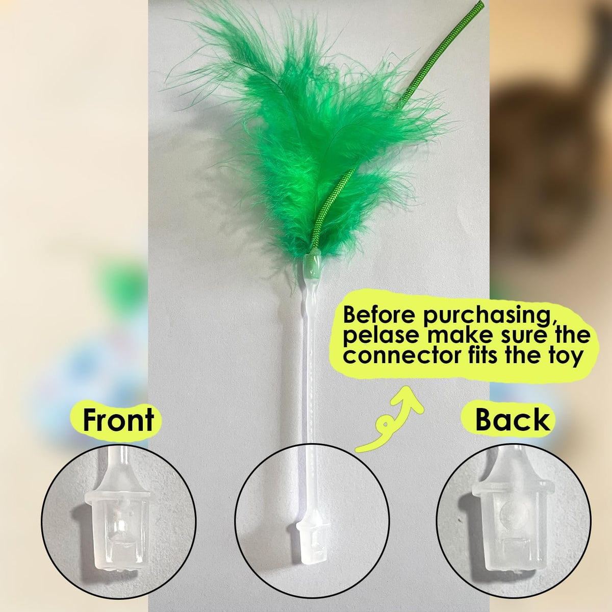 6-Pack Replacement Feathers for Hide and Seek Interactive Cat Toy, Durable Feather Wand Refills, Moving Wand Attachments
