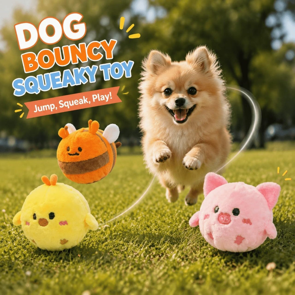 Mini Fluffy Squeaky Pet Ball, 2‑Pack Plush Soft Pet Play Balls, Cute Animal Shape Indoor Interactive Toy for Puppies & C