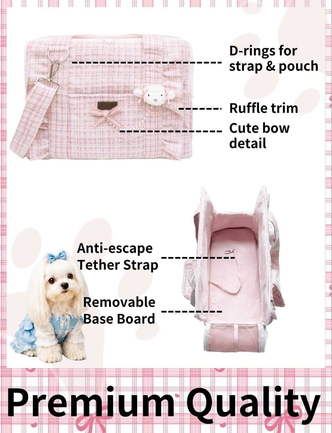 Dog Purse Carrier for Small Dogs and Cats, Dog Tote Bag Puppy Purse
