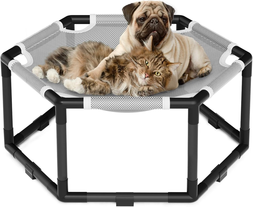 Elevated Cat Hammock Bed, Hexagon Raised Cat Swing Bed Chair Cot