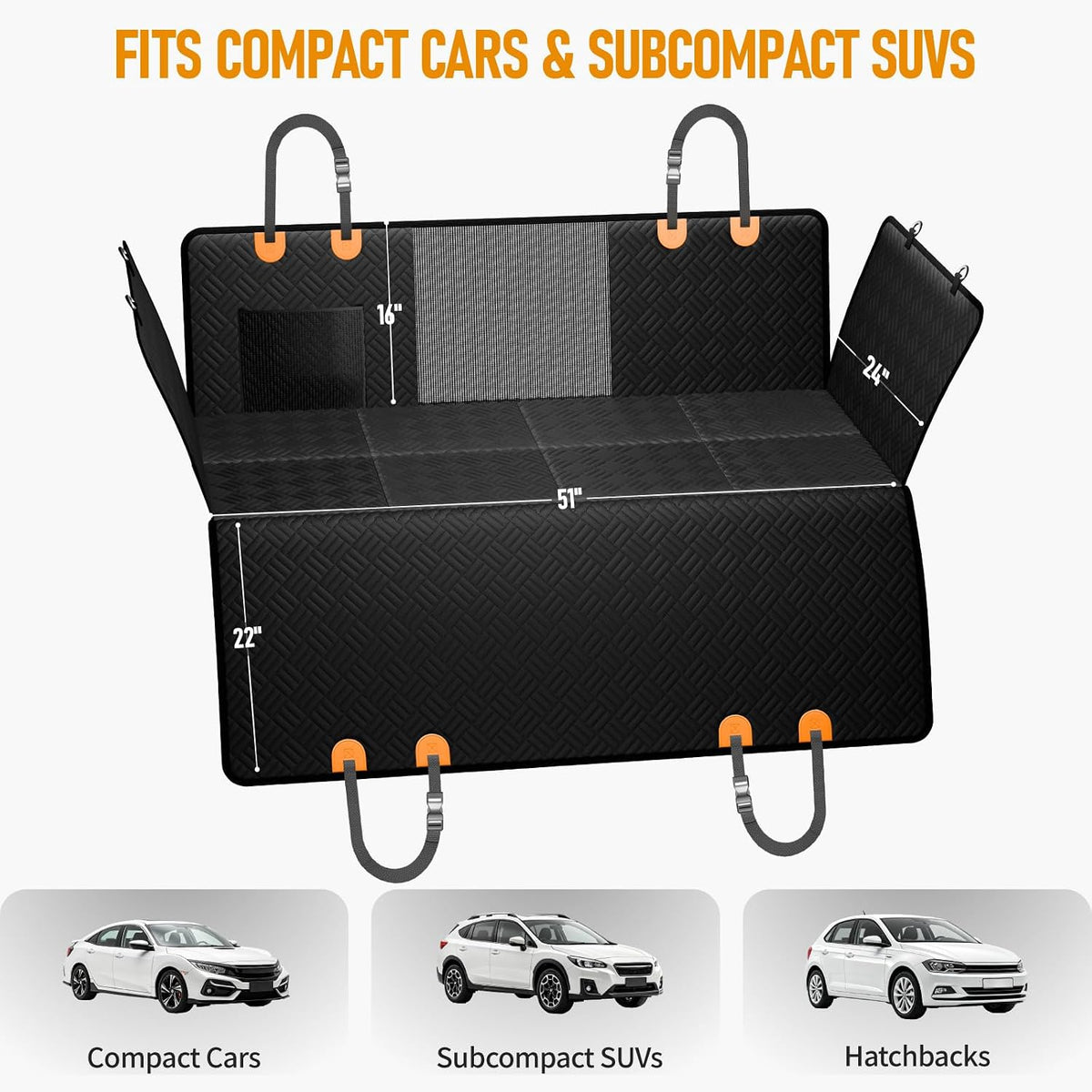 Dog Car Seat Cover for Back Seat, Hard Bottom Back Seat Extender for Dog