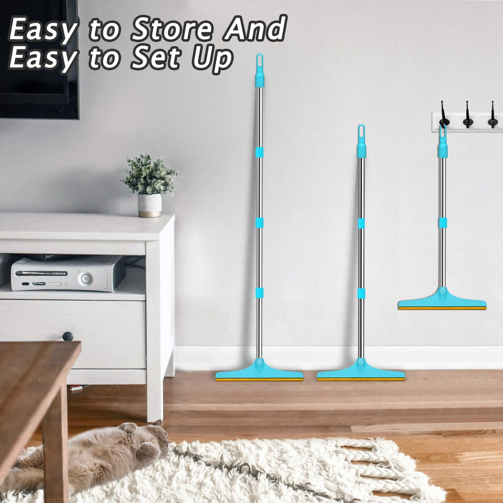 Eaersan Carpet Rake for Pet Hair Removal, Dog Cat Hair Remover 60'' Blue