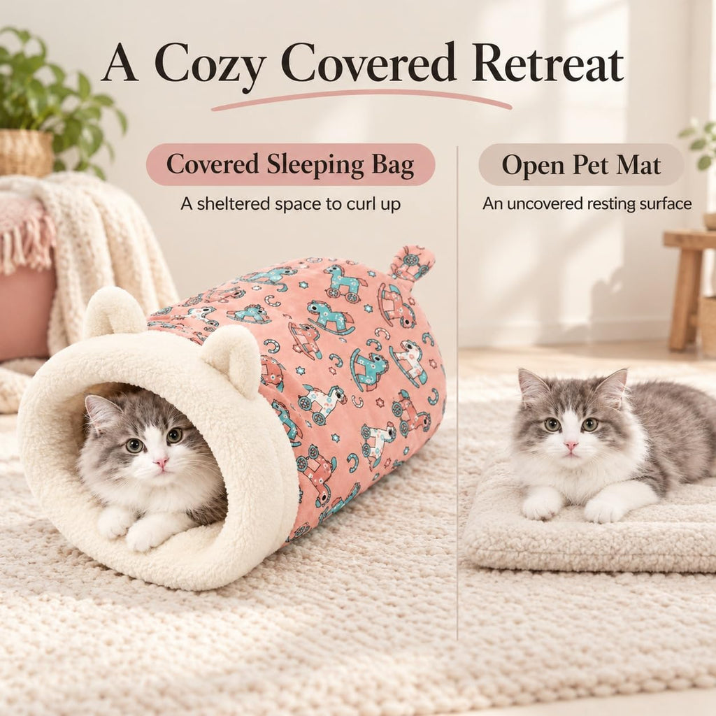 Cat Sleeping Bag for Indoor Cats with Pet Hair Removal Glove，# 10