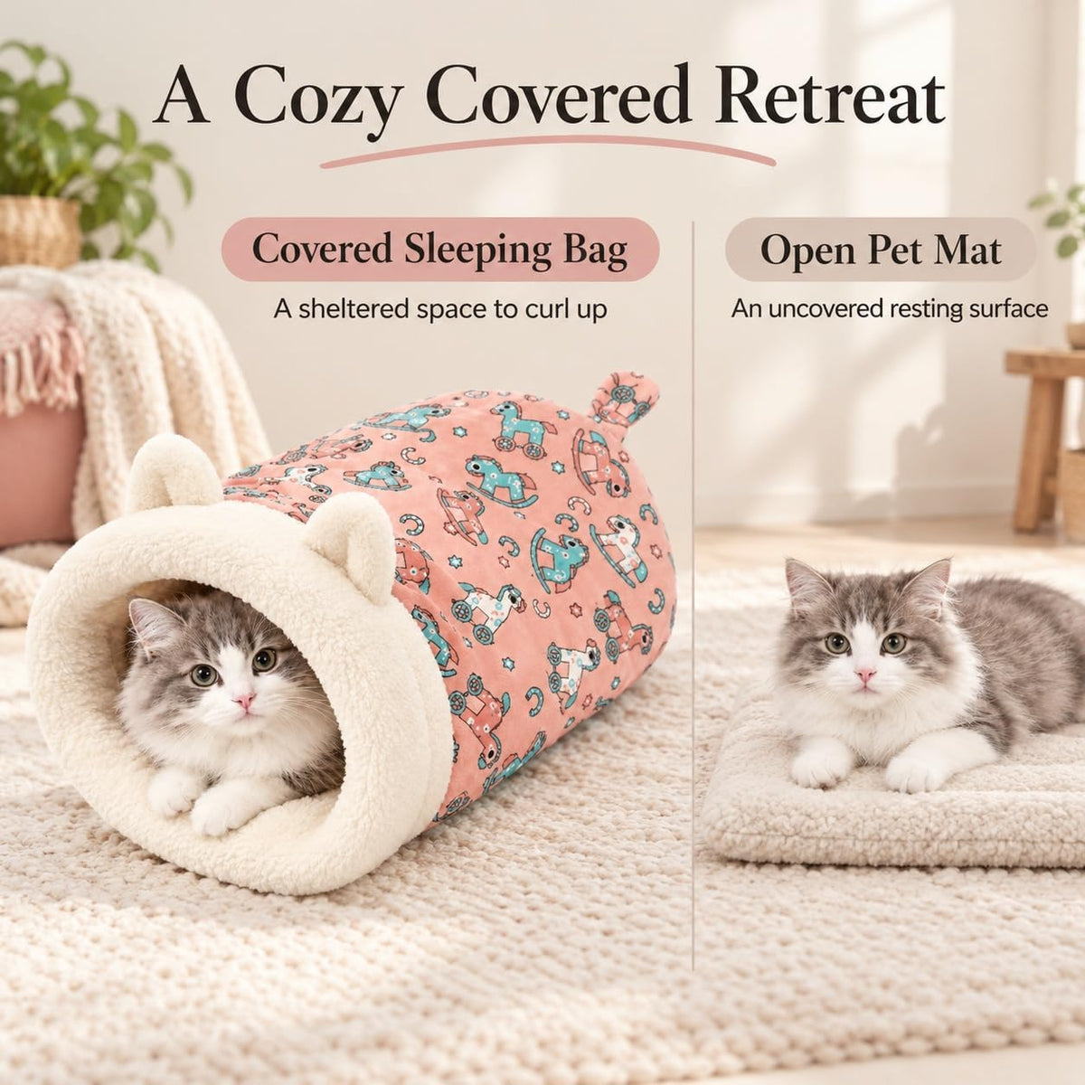 Cat Sleeping Bag for Indoor Cats with Pet Hair Removal Glove，# 10
