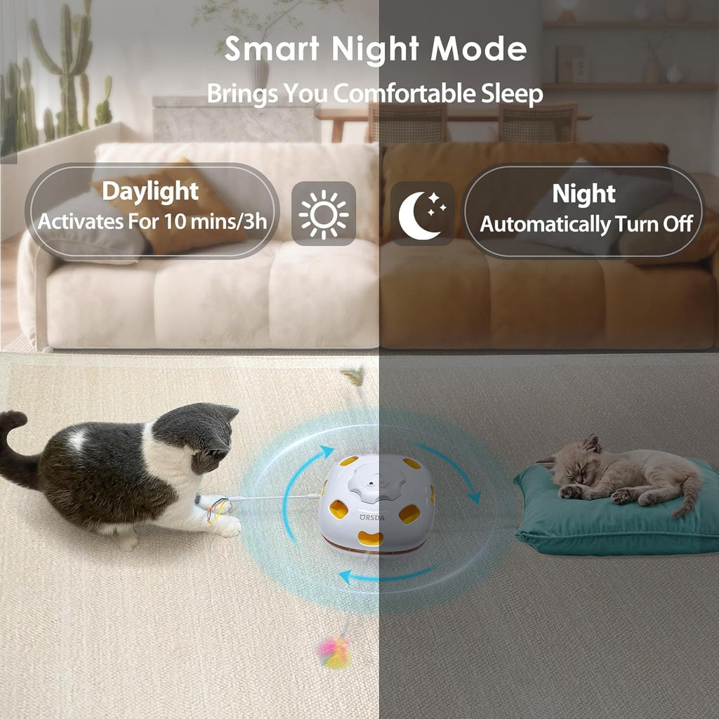 ORSDA Cat Toys for Indoor Cats, 4 in 1 Interactive Automatic Kitten Toys Hide and Seek with Mat, 8 Holes Mice Whack-A-Mo